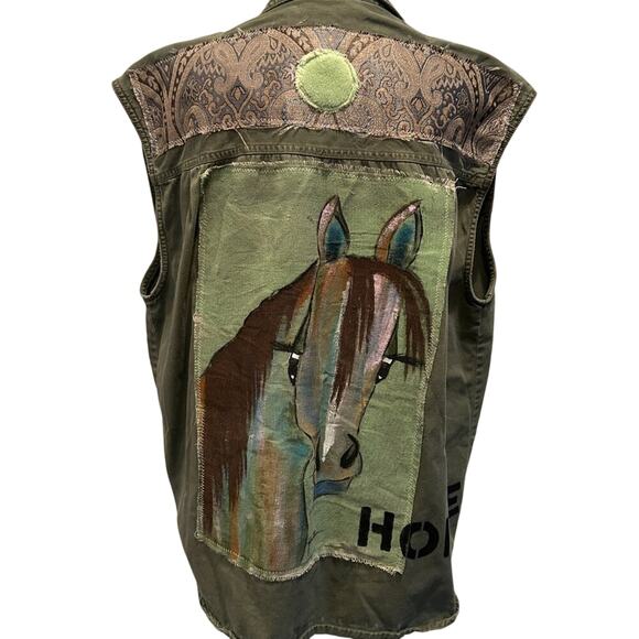 Handpainted Arizona Jean Company Vest - Army Green - XL - Picture 3 of 3
